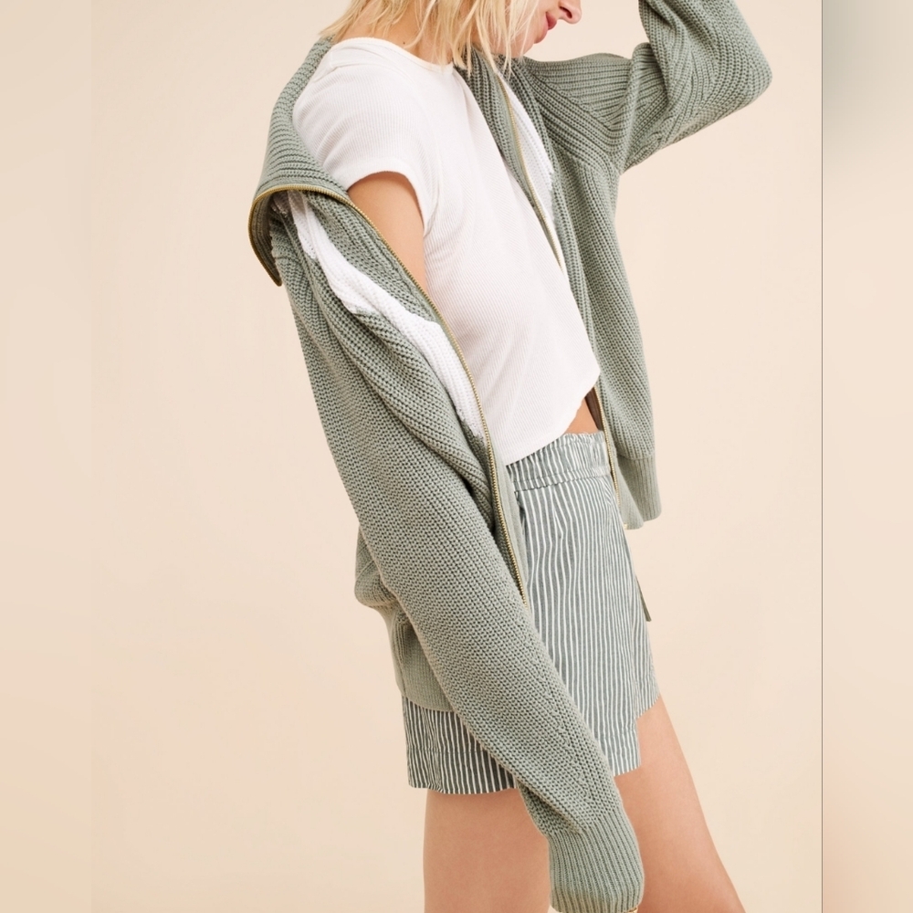 VARLY Ada Full Zip Through Knit Sweater oversize SZ XS - Picture 6 of 16